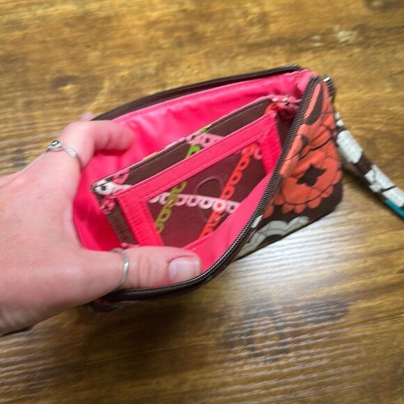 Vera Bradley Lola Wristlet Clutch Brown‎ Blue Wallet - Picture 5 of 8